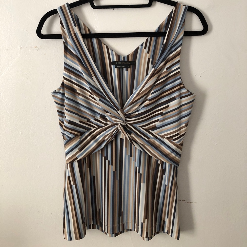 Blue & Brown striped BCBG blouse! Size small.